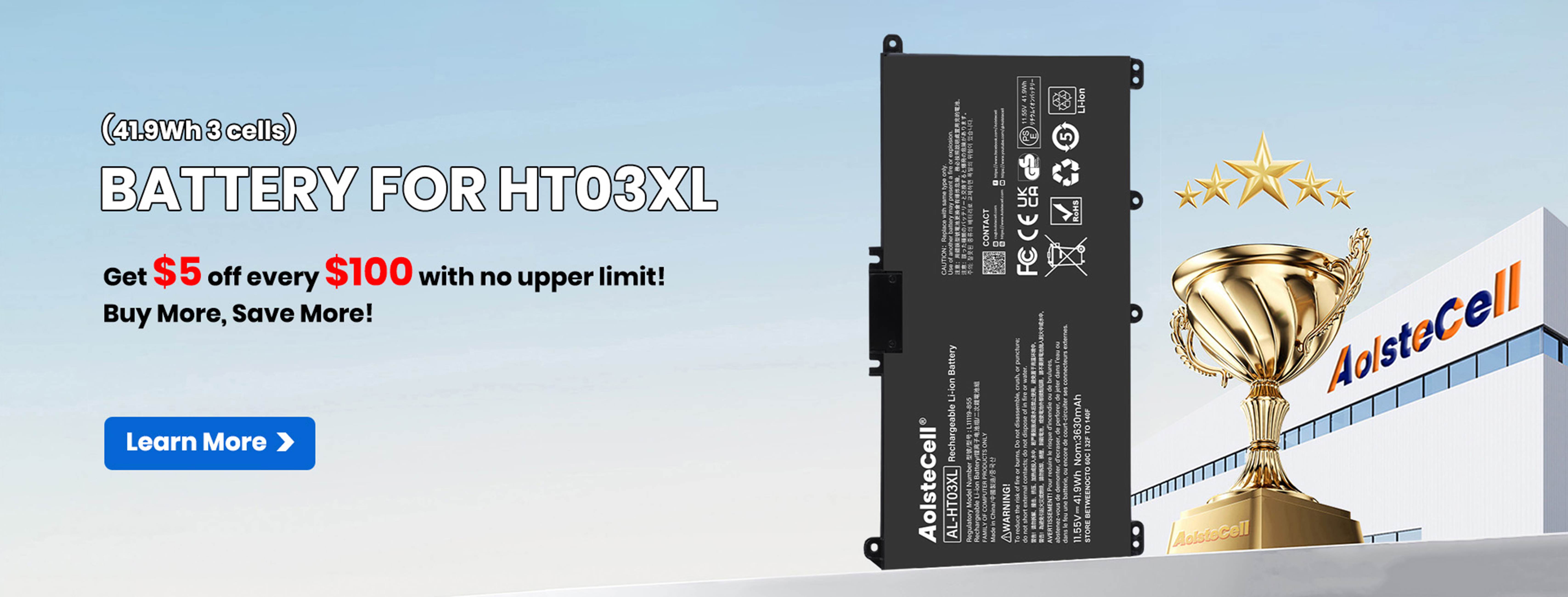 Battery For HP HT03XL